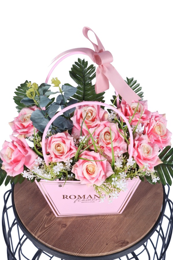 Yapay Çiçekli Romantic Çantalı Aranjman Model 29 - 3