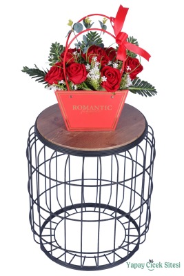 Yapay Çiçekli Romantic Çantalı Aranjman Model 30 - 2