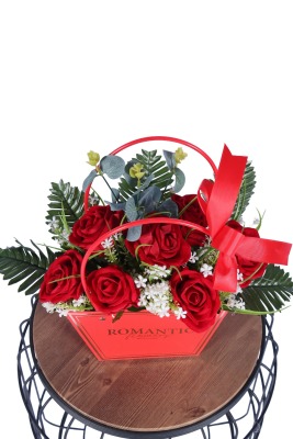 Yapay Çiçekli Romantic Çantalı Aranjman Model 30 - 3