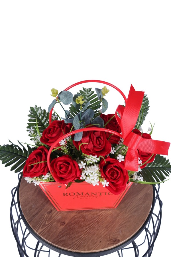 Yapay Çiçekli Romantic Çantalı Aranjman Model 30 - 3
