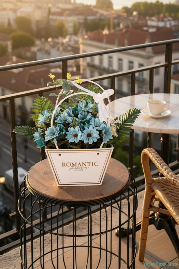 Yapay Çiçekli Romantic Çantalı Aranjman Model 31 - 5