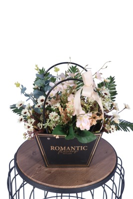 Yapay Çiçekli Romantic Çantalı Aranjman Model 33 - Yapay Çiçek Sitesi