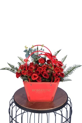 Yapay Çiçekli Romantic Çantalı Aranjman Model 35 - Yapay Çiçek Sitesi