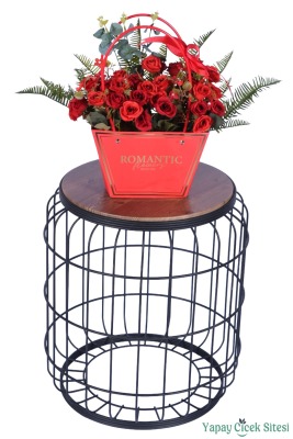 Yapay Çiçekli Romantic Çantalı Aranjman Model 35 - 2