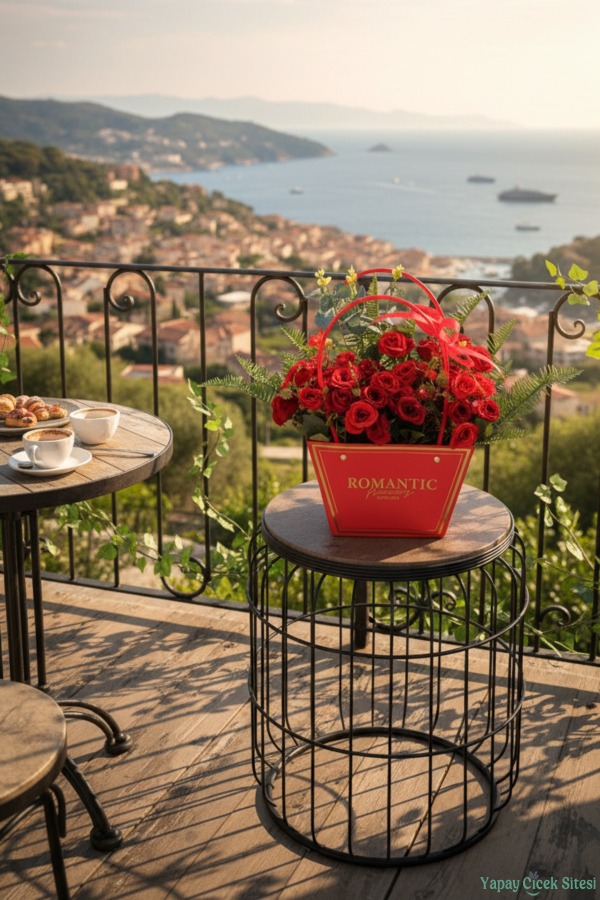 Yapay Çiçekli Romantic Çantalı Aranjman Model 35 - 4