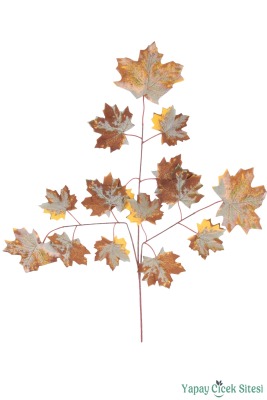  Yapay Çınar Ağacı Dalı 15 Yapraklı 65 Cm 12 Adet Kahve-Sarı - Yapay Çiçek Sitesi