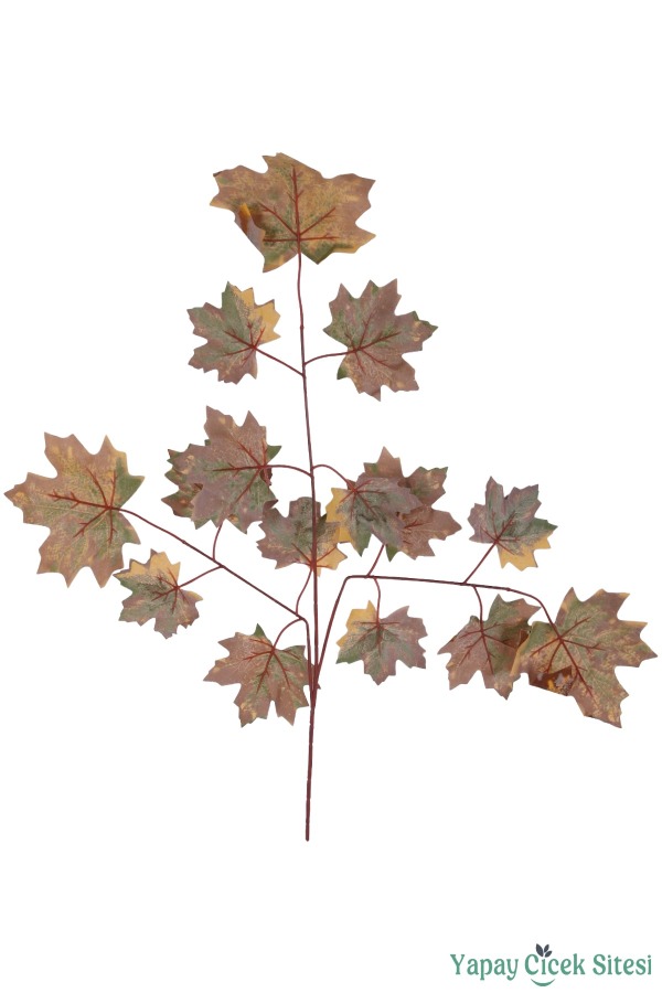  Yapay Çınar Ağacı Dalı 15 Yapraklı 65 Cm 12 Adet Kahve-Sarı - 2