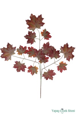 Yapay Çınar Ağacı Dalı 15 Yapraklı 65 Cm 12 Adet Kızıl - Yapay Çiçek Sitesi