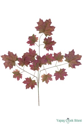 Yapay Çınar Ağacı Dalı 15 Yapraklı 65 Cm 12 Adet Kızıl - 2