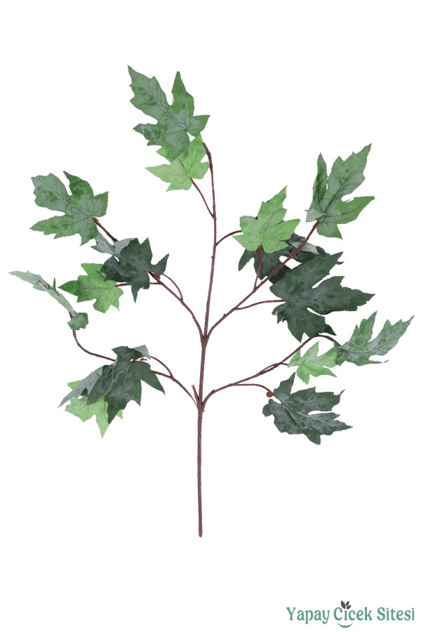 Yapay Çınar Ağacı Dalı 15 Yapraklı 70 Cm 12 Adet Kapalı Yeşil - 1