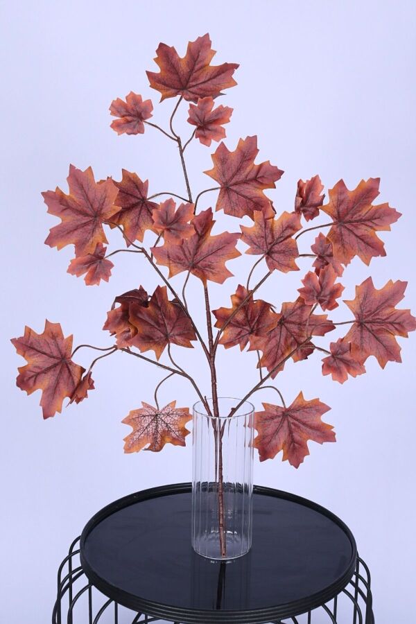 Yapay Çınar Ağacı Dalı 15 Yapraklı 70 Cm 12 Adet Kızıl-Sarı - 1