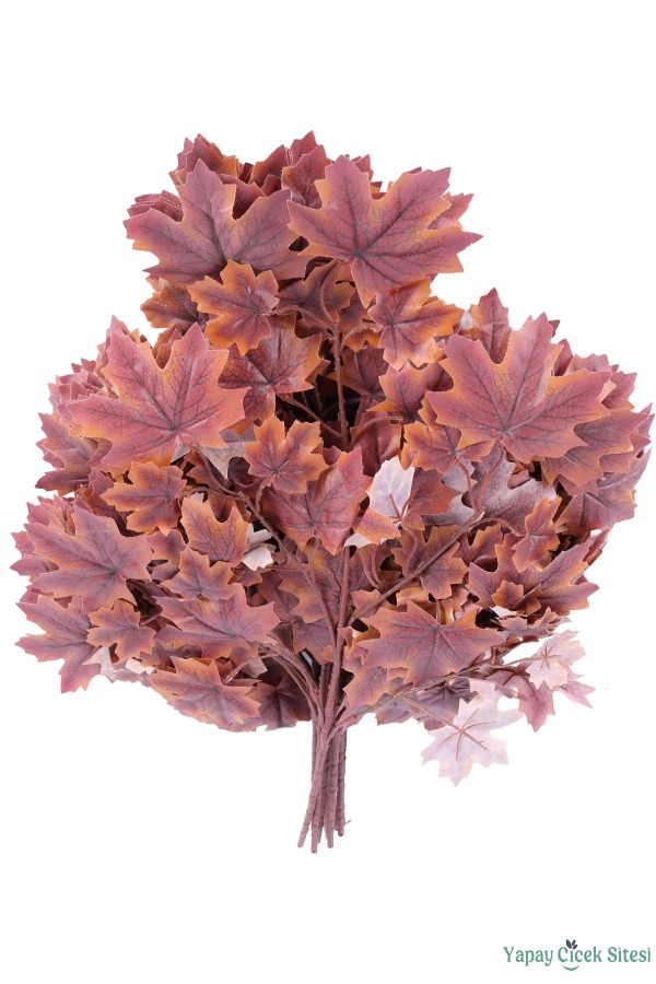 Yapay Çınar Ağacı Dalı 15 Yapraklı 70 Cm 12 Adet Kızıl-Sarı - 4