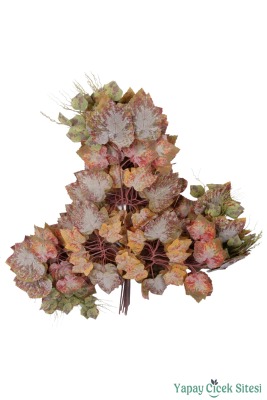 Yapay Çınar Ağacı Dalı 33 Yapraklı 70 Cm 12 Adet Kahverengi-Sarı - 3
