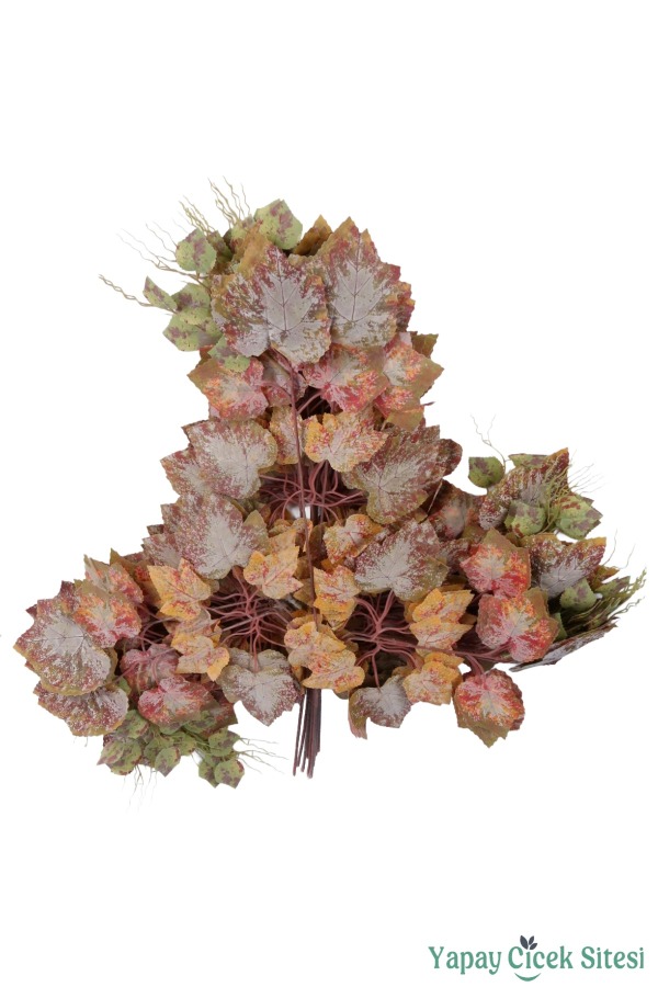 Yapay Çınar Ağacı Dalı 33 Yapraklı 70 Cm 12 Adet Kahverengi-Sarı - 3
