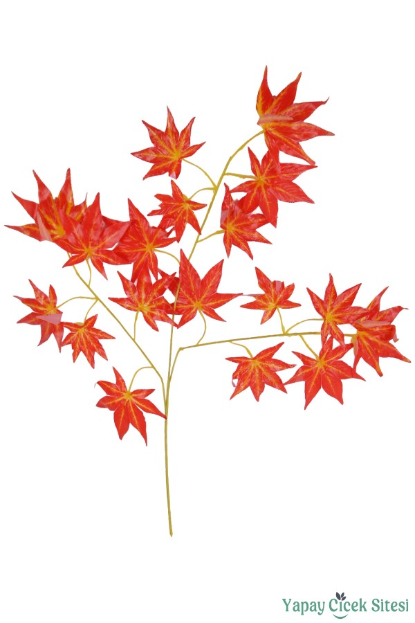 Yapay Çınar Ağacı Dalı 75 Cm 12 Adet Kızıl - 1