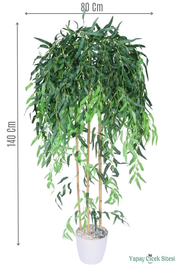 Yapay Dekoratif Sarkan Söğüt Ağacı 140 cm Beyaz Saksıda - 1