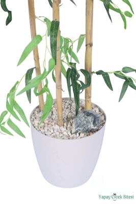 Yapay Dekoratif Sarkan Söğüt Ağacı 140 cm Beyaz Saksıda - 3