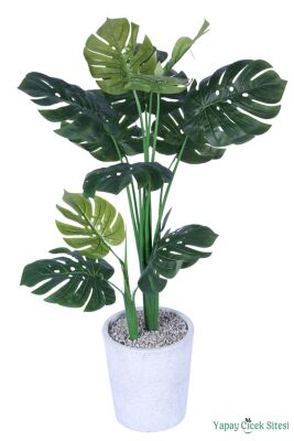 Yapay Deve Tabanı Ağacı 130 cm Bohem Gri Saksıda - Yapay Çiçek Sitesi