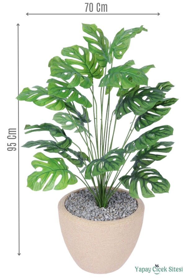 Yapay Deve Tabanı Ağacı 95 cm Bohem Krem Saksıda - 1