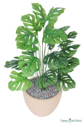 Yapay Deve Tabanı Ağacı 95 cm Bohem Krem Saksıda - 3