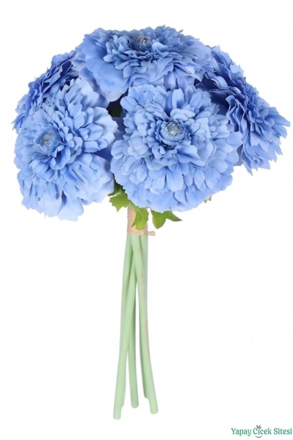 Yapay İri Kafalı Gerbera Buketi 6lı Mavi - 3