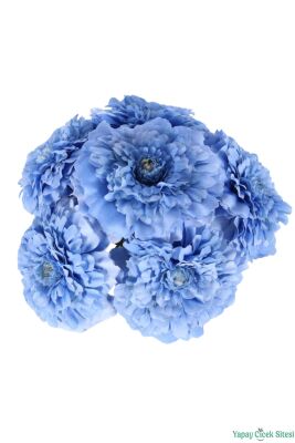 Yapay İri Kafalı Gerbera Buketi 6lı Mavi - 4