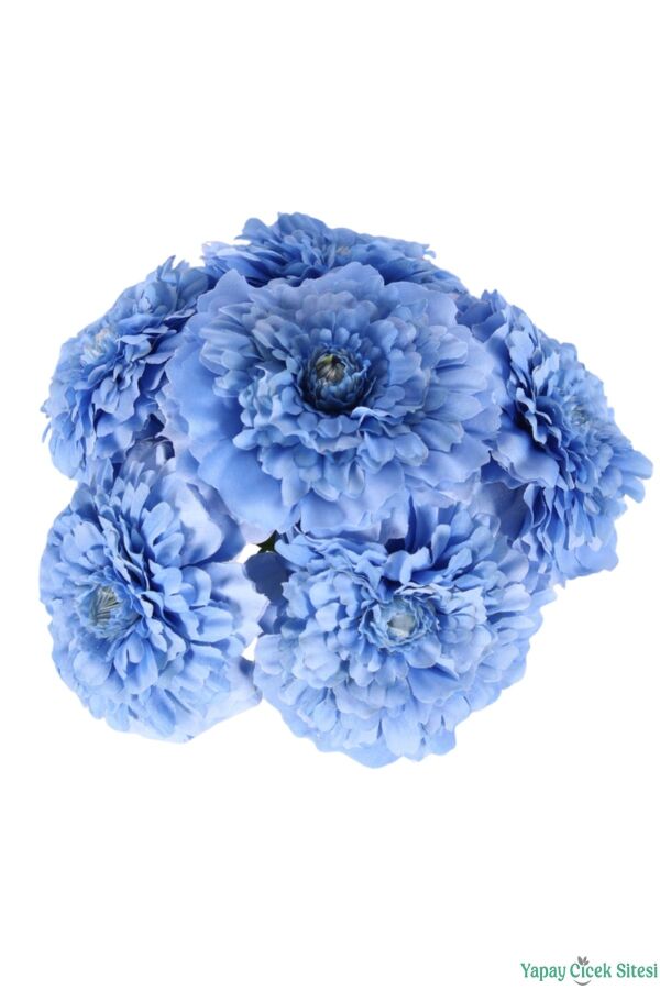 Yapay İri Kafalı Gerbera Buketi 6lı Mavi - 4