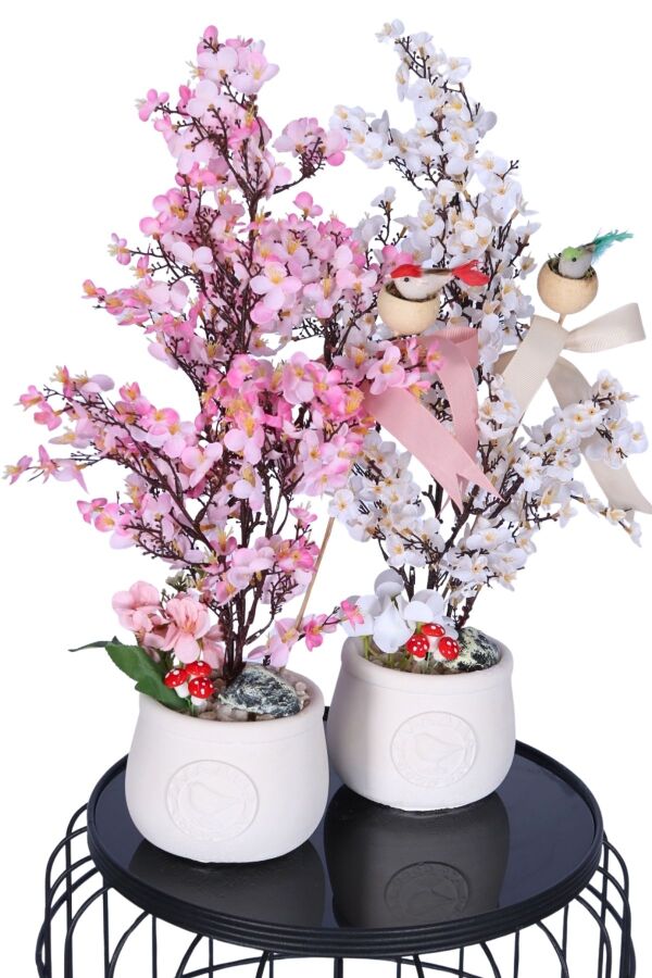 Yapay Japon Kiraz Çiçeği Bahar Dalı Ağacı 52 cm 2li Set - 1