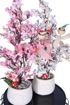 Yapay Japon Kiraz Çiçeği Bahar Dalı Ağacı 52 cm 2li Set - 2