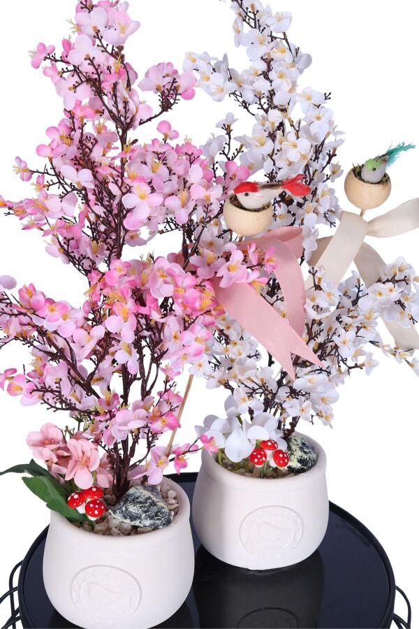 Yapay Japon Kiraz Çiçeği Bahar Dalı Ağacı 52 cm 2li Set - 2