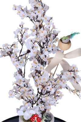 Yapay Japon Kiraz Çiçeği Bahar Dalı Ağacı Beyaz - 4