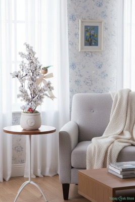 Yapay Japon Kiraz Çiçeği Bahar Dalı Ağacı Beyaz - 5