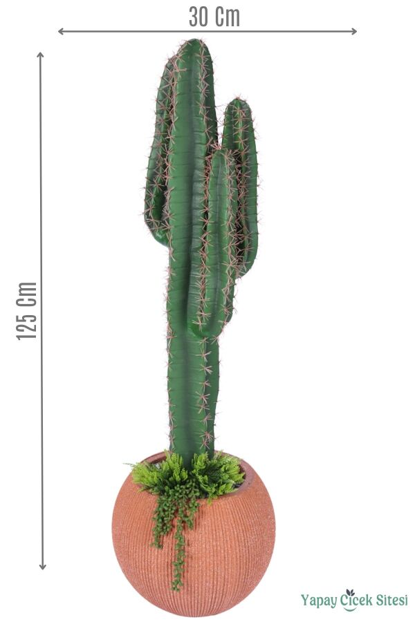 Yapay Kaktüs Ağacı 125 cm Bohem Kiremit Saksıda - 1