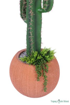 Yapay Kaktüs Ağacı 125 cm Bohem Kiremit Saksıda - 4