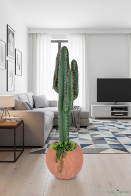 Yapay Kaktüs Ağacı 125 cm Bohem Kiremit Saksıda - 5
