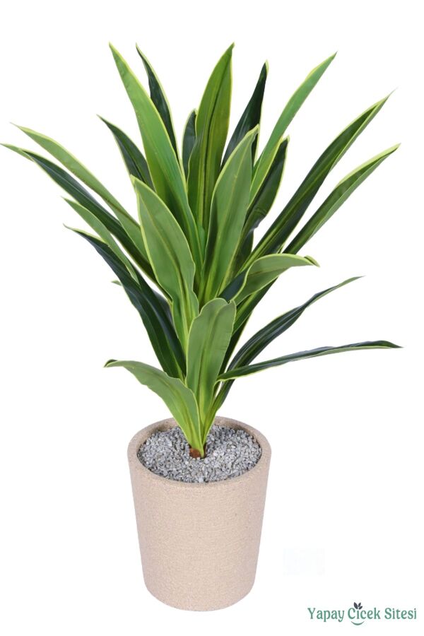 Yapay Kılıç Bitkisi 110 cm Bohem Saksıda Sarı-Yeşil - 1