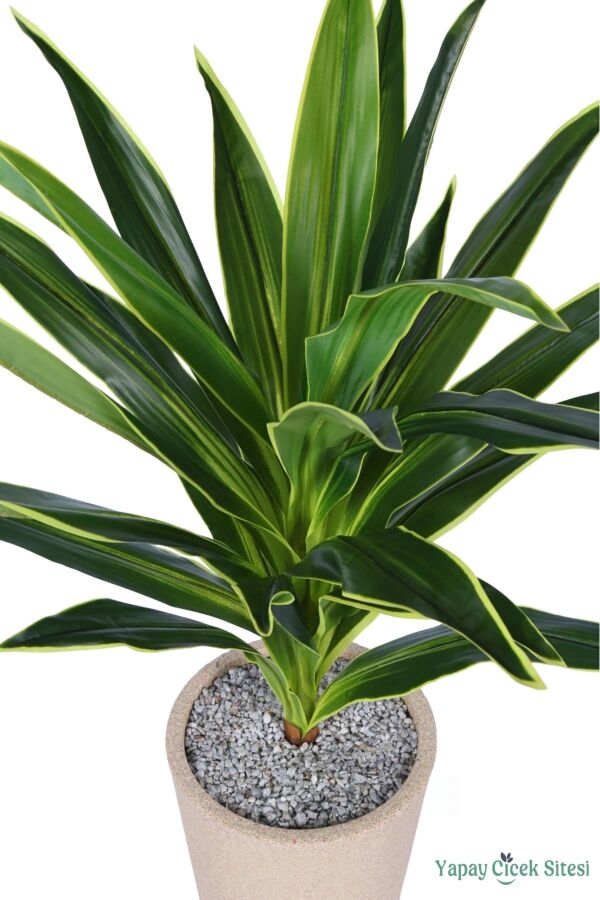 Yapay Kılıç Bitkisi 110 cm Bohem Saksıda Sarı-Yeşil - 3