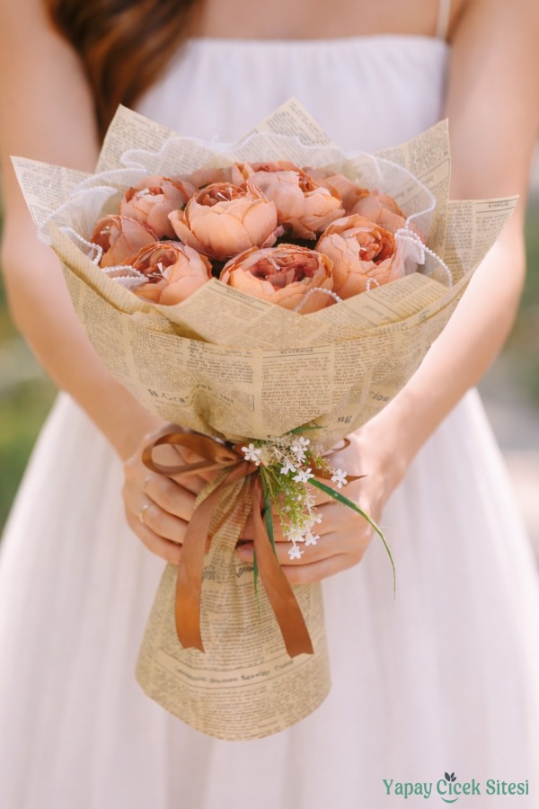 Yapay Kız İsteme Çiçeği Özel Gün Buketi 10 Şakayık Güllü Model 16 - 1