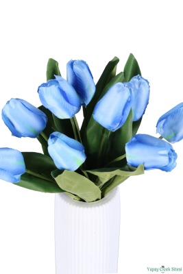 Yapay Lale Demeti 9lu 33 cm Mavi - 2