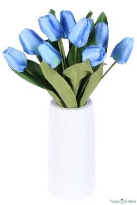 Yapay Lale Demeti 9lu 33 cm Mavi - 3