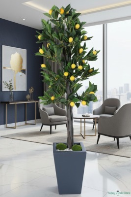 Yapay Limon Ağacı 155 cm Ahşap Saksıda - 5