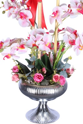 Metal Saksıda Premium Yapay Orkide Aranjmanı Model 3 - 2