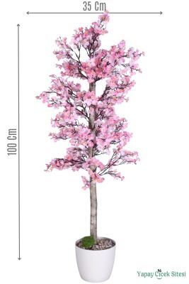 Yapay Mini Çiçekli Sakura Kayısı Ağacı 100 Cm Pembe - Yapay Çiçek Sitesi