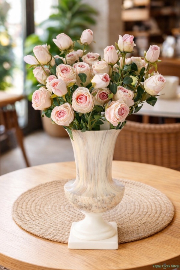 Yapay Mini Gül Dalı 55 cm Somon - 1