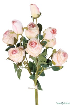 Yapay Mini Gül Dalı 55 cm Somon - 4