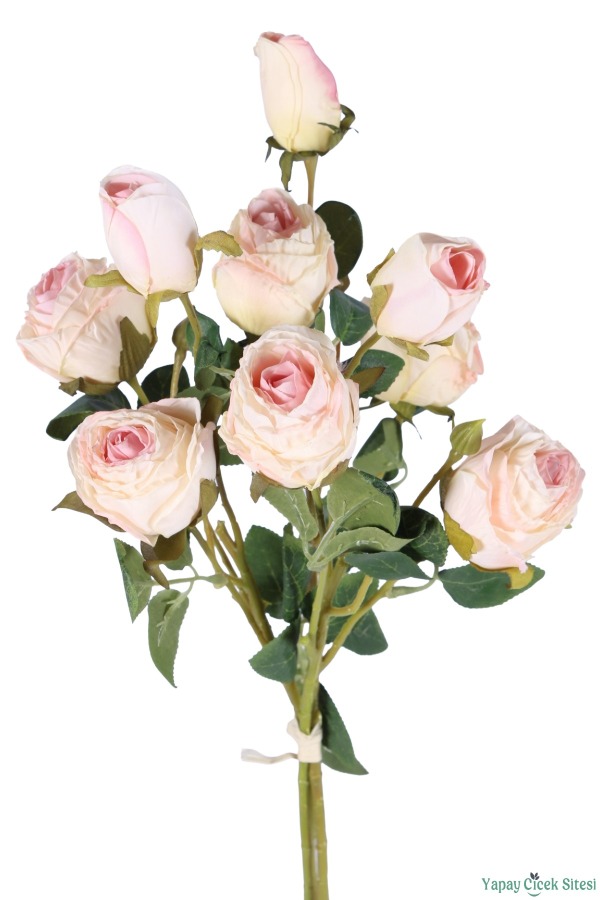 Yapay Mini Gül Dalı 55 cm Somon - 4