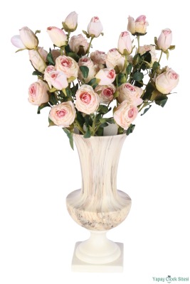 Yapay Mini Gül Dalı 55 cm Somon - 5