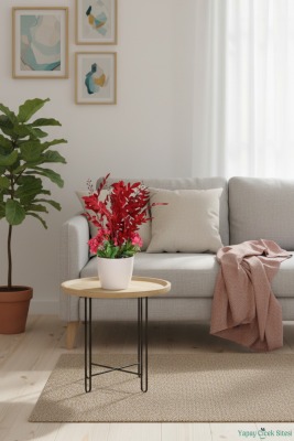 Yapay Okaliptus Bitkisi Bordo 45 cm - 5