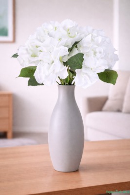 Yapay Ortanca Demeti 5 Dal Beyaz - Yapay Çiçek Sitesi