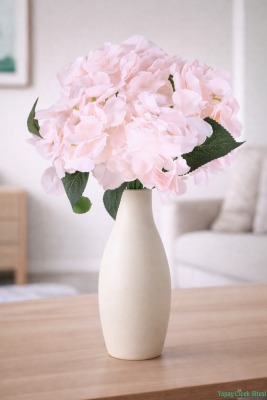 Yapay Ortanca Demeti 5 Dal Pembe - Yapay Çiçek Sitesi